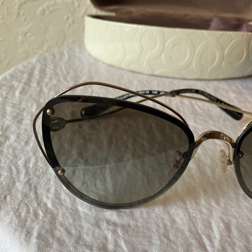 Coach: Light Gold (L1037) Sunglasses- Cat Eye Frame- Case & Cloth - Picture 4 of 16